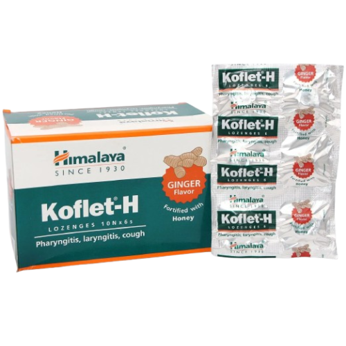 Кофлет Хімалая, 6 пігулок, з Імбиром та Медом, Koflet Himalaya